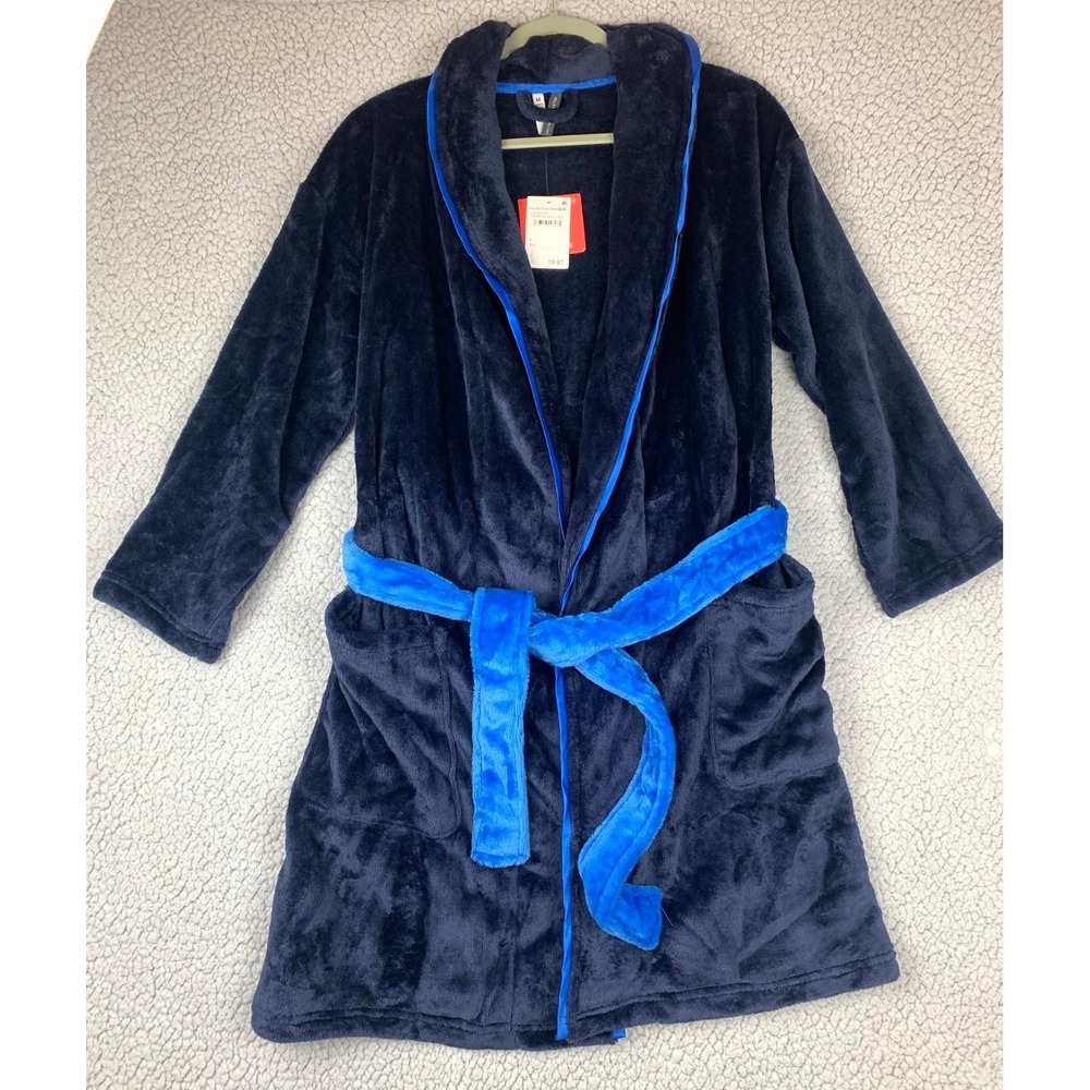 Jaclyn Intimates Plush Fleece Robe Women's Medium Navy Blue NWT Belted - Picture 1 of 9